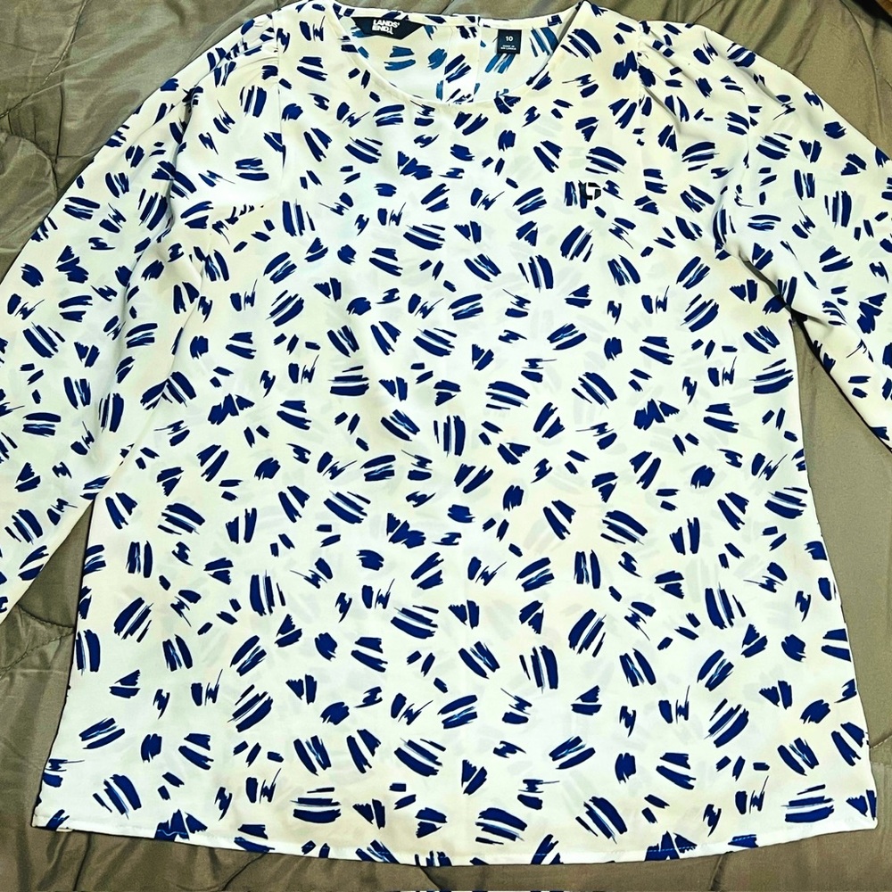 Chase Bank, Lands End top, blouse, attire, size 10 or medium large.